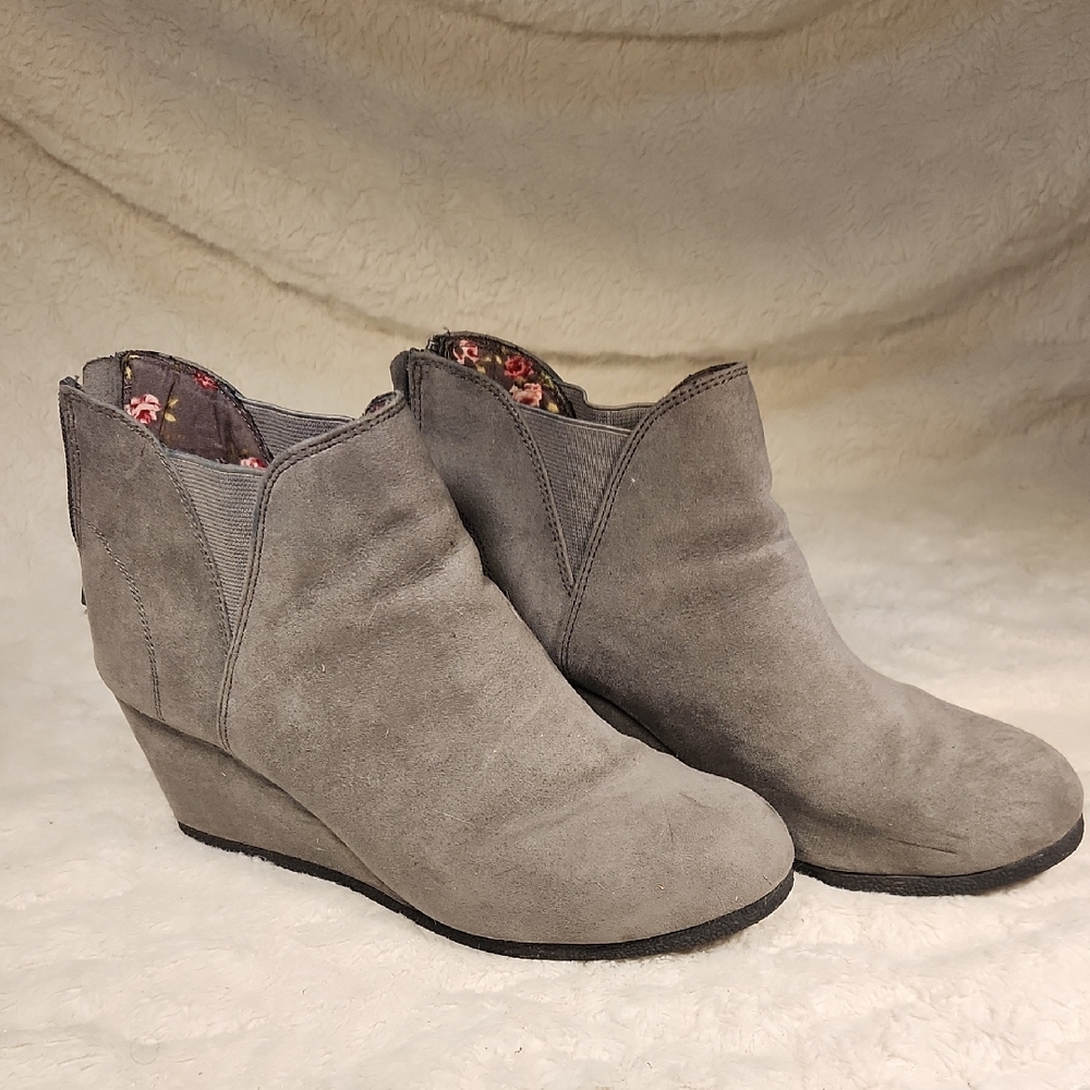 Gray Suede Ankle Boots